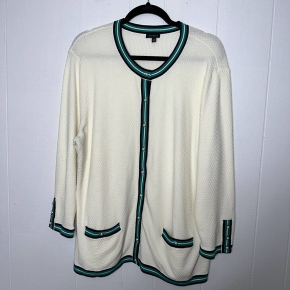 Talbots Women’s Waffle Knit Cardigan Sweater Ivory Cream Pearl Buttons Size XL - Picture 1 of 5
